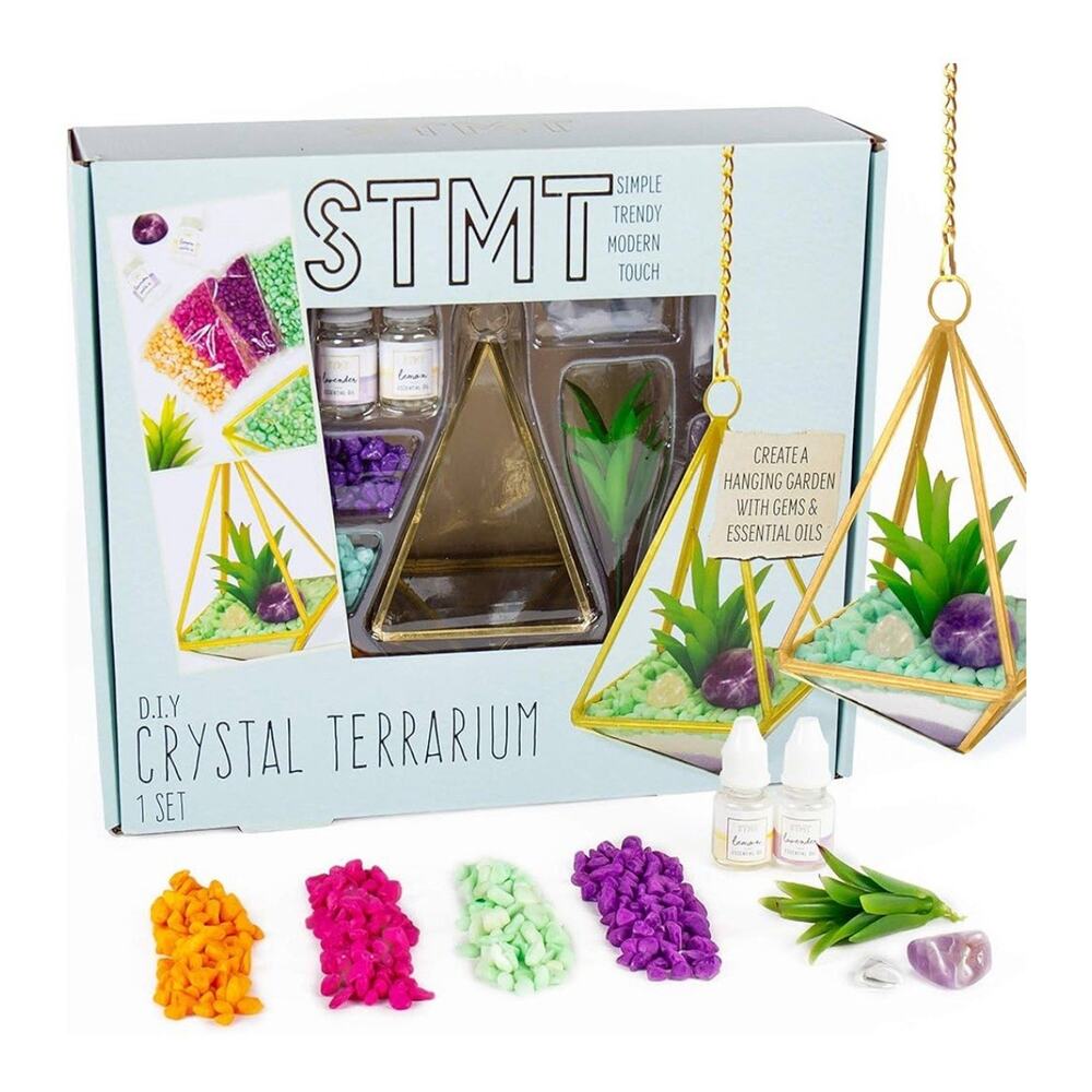 STMT D.I.Y. Crystal Terrarium Activity Kit Hanging Garden with Gems & Oils
